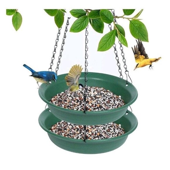 2PK Hanging Bird Feeders with Holes, Platform Flat Bird Seed Trays for Outdoors - Picture 1 of 9